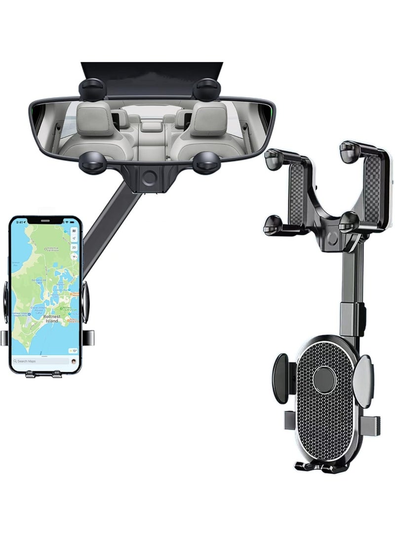 Mobile Holder For Car Mirror , Phone Holder For Car Adjustable 360°, Car Phone Holder GPS Phone Holder Car Suitable for iPhone, Samsung and Most Phones 4 to 7" - Image 1