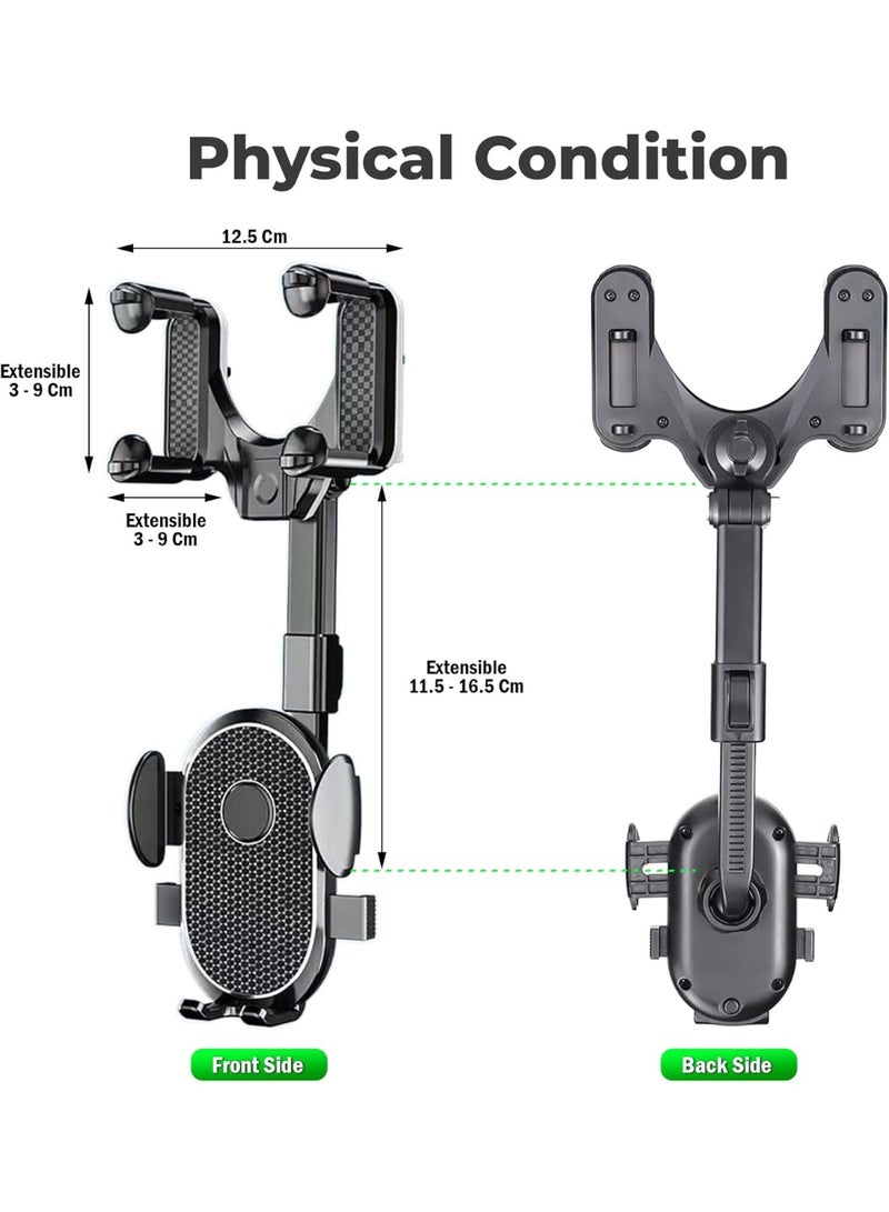 Mobile Holder For Car Mirror , Phone Holder For Car Adjustable 360°, Car Phone Holder GPS Phone Holder Car Suitable for iPhone, Samsung and Most Phones 4 to 7" - Image 3