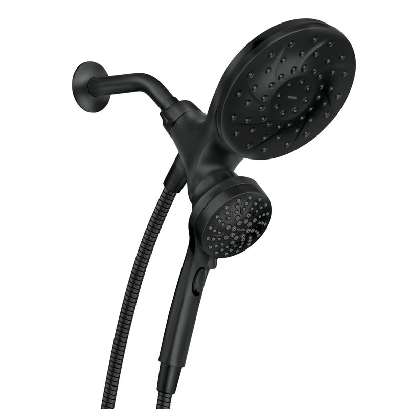 Moen Engage Matte Black 2.5 GPM Handheld Showerhead and Rain Shower 2-in-1 Combo Featuring Magnetic Docking System and Metal Hose, 26009BL - Image 1
