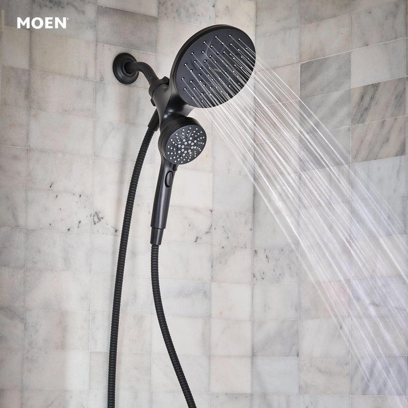 Moen Engage Matte Black 2.5 GPM Handheld Showerhead and Rain Shower 2-in-1 Combo Featuring Magnetic Docking System and Metal Hose, 26009BL - Image 3