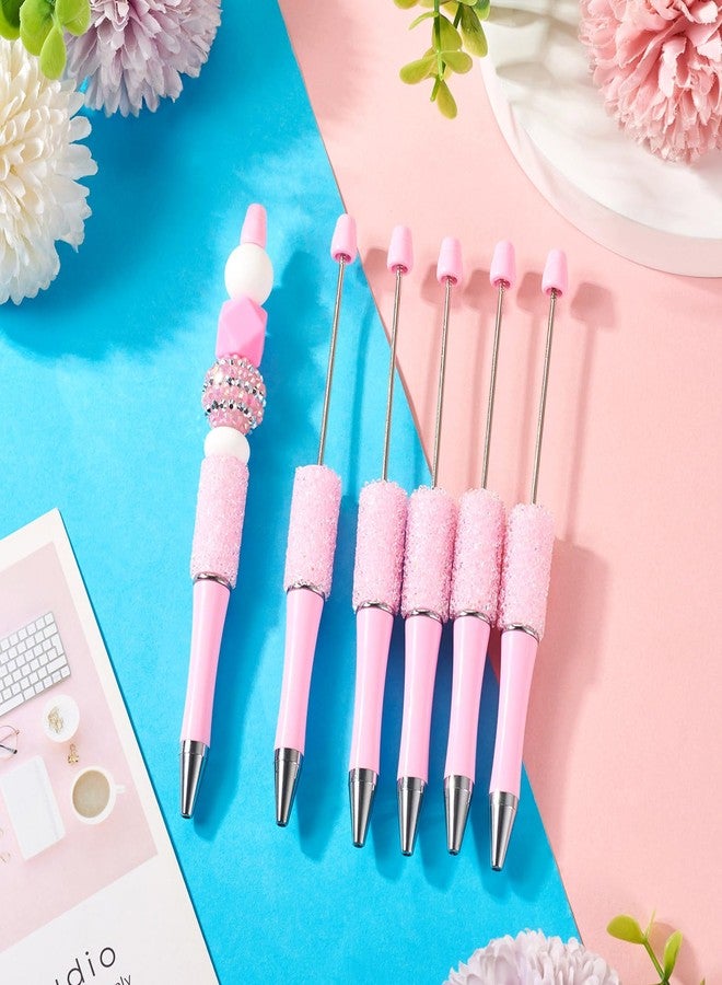 BB Beadthoven Beadthoven 10pcs Sugar Diamond Beadable Pens, Bling Rhinestone Beaded Pens Plastic DIY Crystal Bead Pens Shaft Black Ink Ballpoint Pens for DIY Pens Decorations Supplies Gift Office School - Pink - Image 3