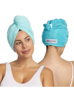 Turbie Twist Turbie Twist 2Pack Microfiber Hair Towel for Beauty Travel Gifting  Wrap Turban for Straight Wavy  Curly Hair  Premium Personal Care  Dark Aqua  Light Aqua 