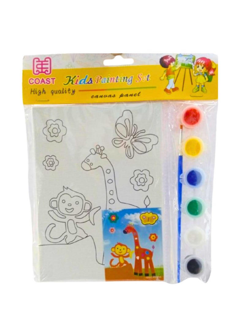 Coast Kids Canvas Painting Sets Included: 1 x Outline Drawn Canvas, 6 Acrylic Colours and 1 x Paint Brush - Image 1