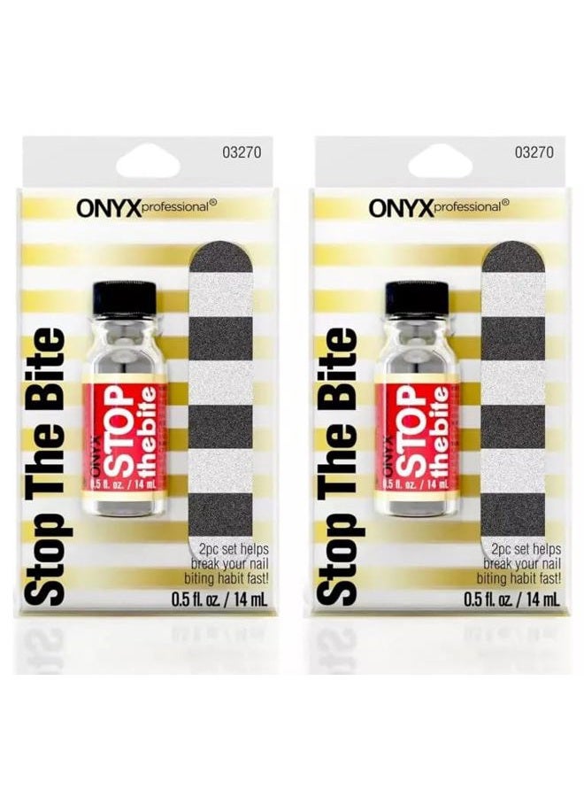 Onyx Professional Stop The Bite Nail Biting Prevention Polish 0.5 fl oz - Helps Nails Grow, Use As Top or Base Coat, Bitter Nail Biting Treatment for Adults (2 Pack)  - Image 1