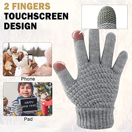 ONESING 3 Pairs Kids Gloves Winter Gloves for Kids Touch Screen Warm Gloves Thermal Knit Toddler Gloves for Boys Girls - Image 4