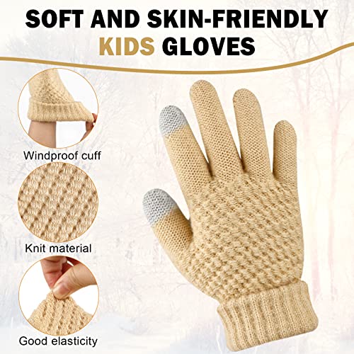 ONESING 3 Pairs Kids Gloves Winter Gloves for Kids Touch Screen Warm Gloves Thermal Knit Toddler Gloves for Boys Girls - Image 2
