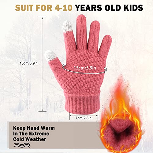 ONESING 3 Pairs Kids Gloves Winter Gloves for Kids Touch Screen Warm Gloves Thermal Knit Toddler Gloves for Boys Girls - Image 3