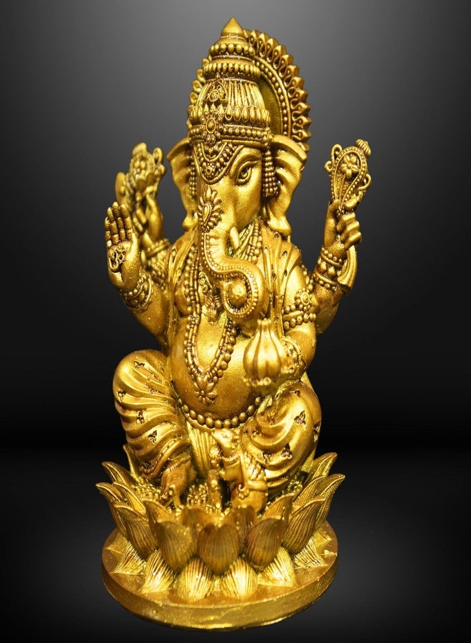 NEEANN Ganesha Ganpati Gajanan Idol - 4.5 Inches Polystone Statue -Brass and Silver Colour Ganesh Murti - Ideal for Car Dashboard, Home, and Office Decor (Brass) - Image 4