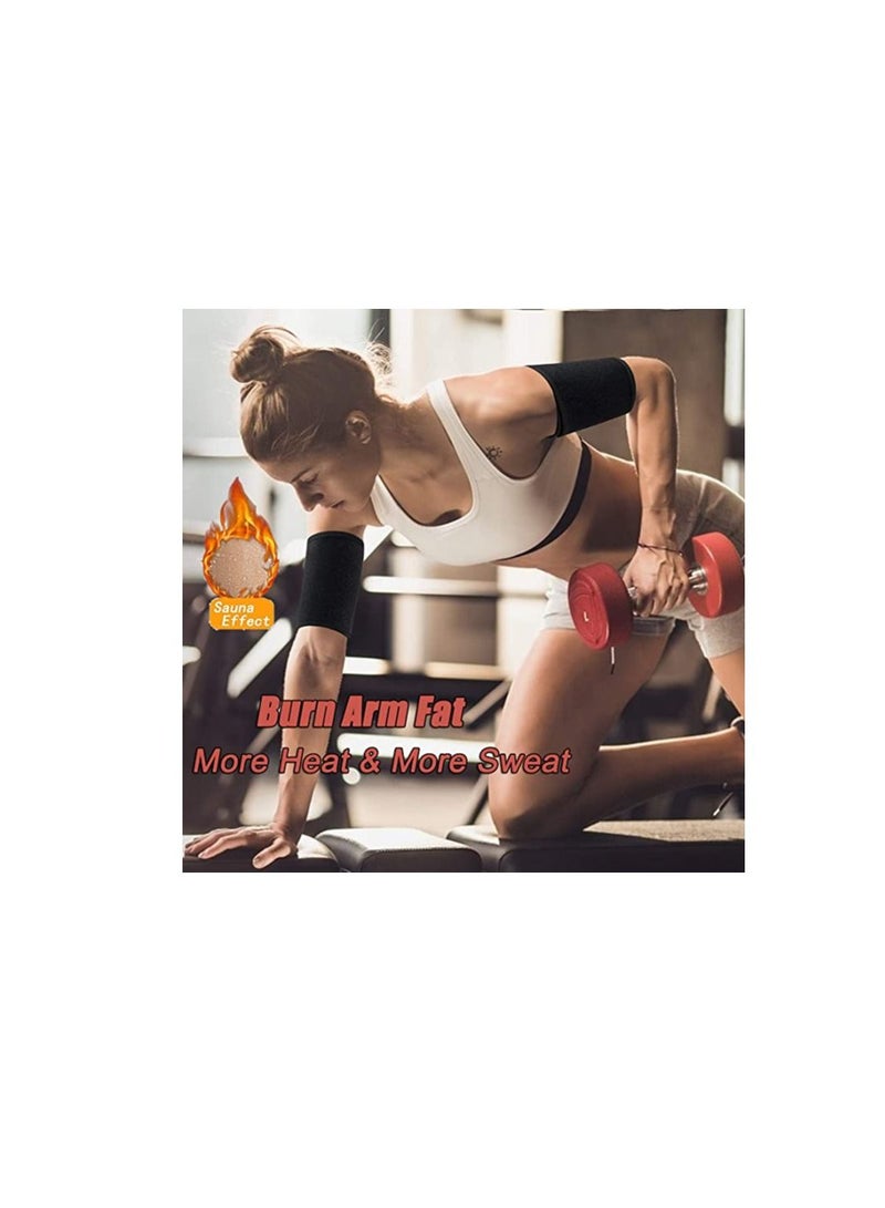 احزمة ساونا من النيوبرين لتنحيف ونحت وشد الذراع لممارسة التدريبات والتمارين الرياضية للنساء، لون اسود، عبوة من زوج واحد قياس لارج - Image 2