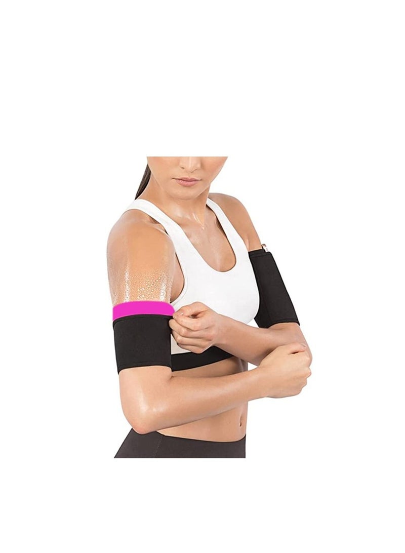 احزمة ساونا من النيوبرين لتنحيف ونحت وشد الذراع لممارسة التدريبات والتمارين الرياضية للنساء، لون اسود، عبوة من زوج واحد قياس لارج - Image 1