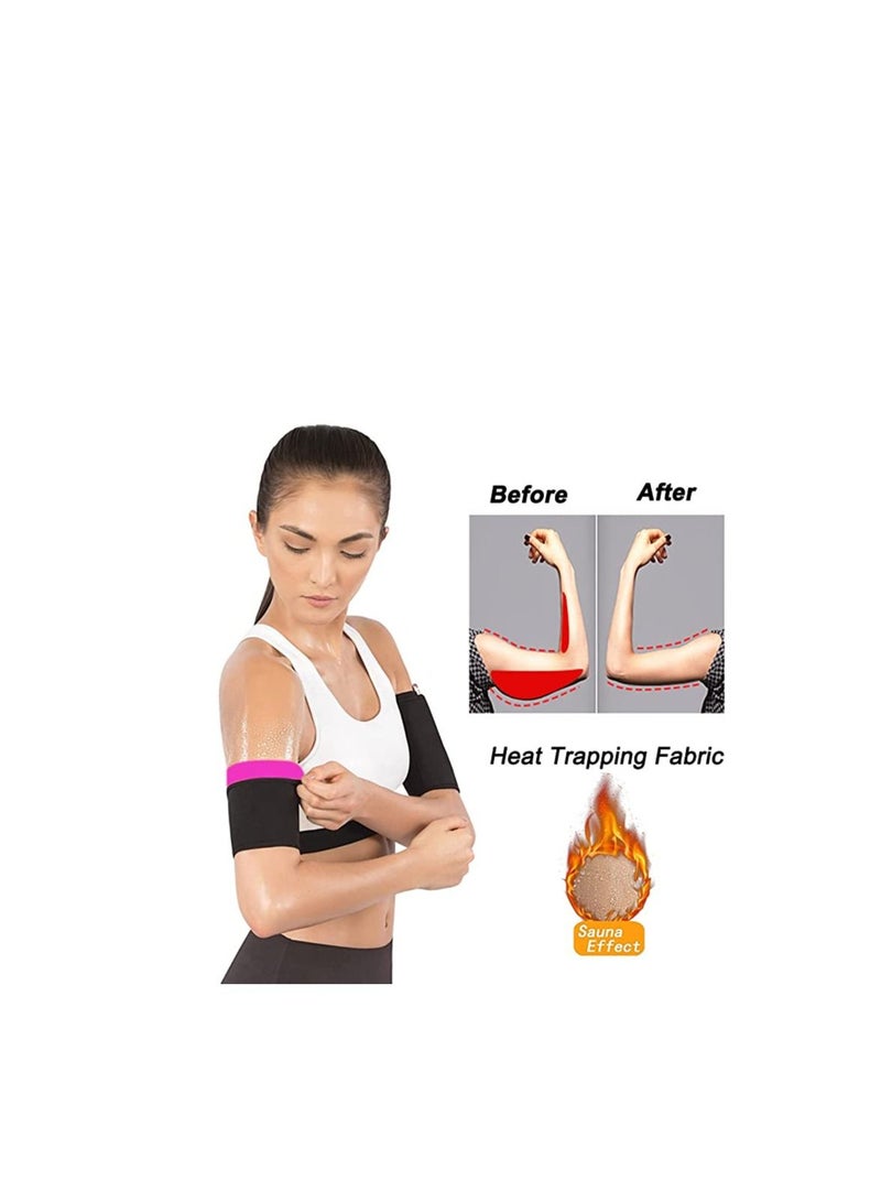 احزمة ساونا من النيوبرين لتنحيف ونحت وشد الذراع لممارسة التدريبات والتمارين الرياضية للنساء، لون اسود، عبوة من زوج واحد قياس لارج - Image 3