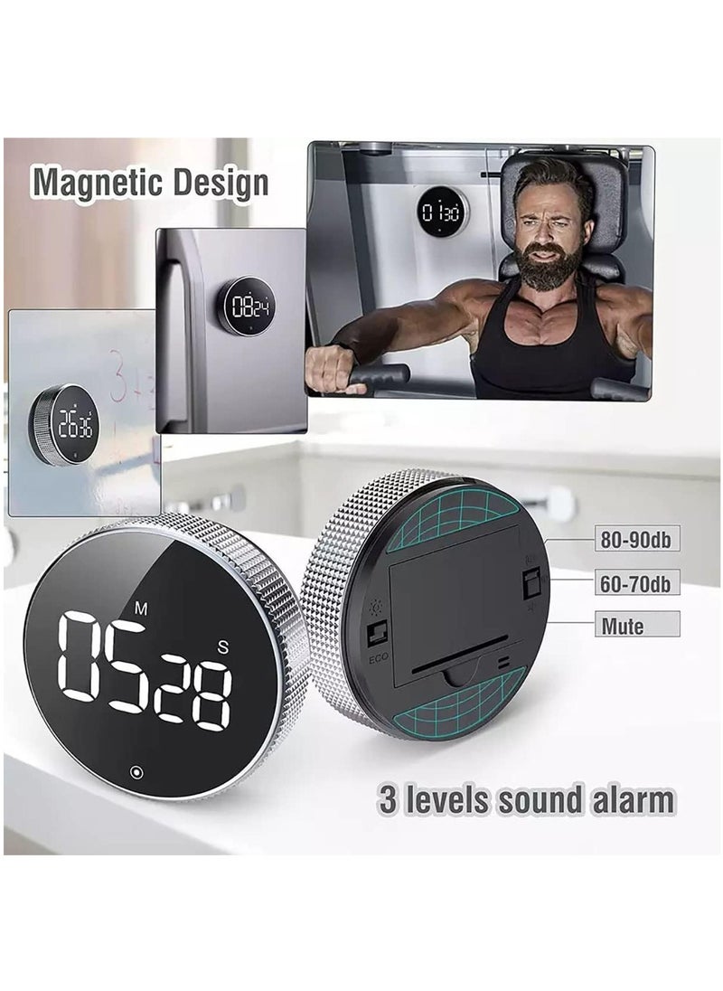 Arabest Magnetic Rotary Timer, LED Display Timer, Kitchen Timer, Kitchen Baking and Student Learning Self-discipline Time Management Stopwatch Countdown Timer for Kitchen Cooking, Teaching, Study  - Image 3