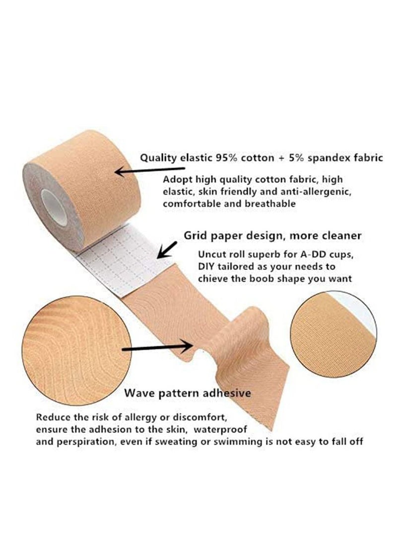 Body Lifting Tape Bar Cover 5cm*5m and 10-Piece Disposable Round Cover Push up Adhesive Bra - Image 4