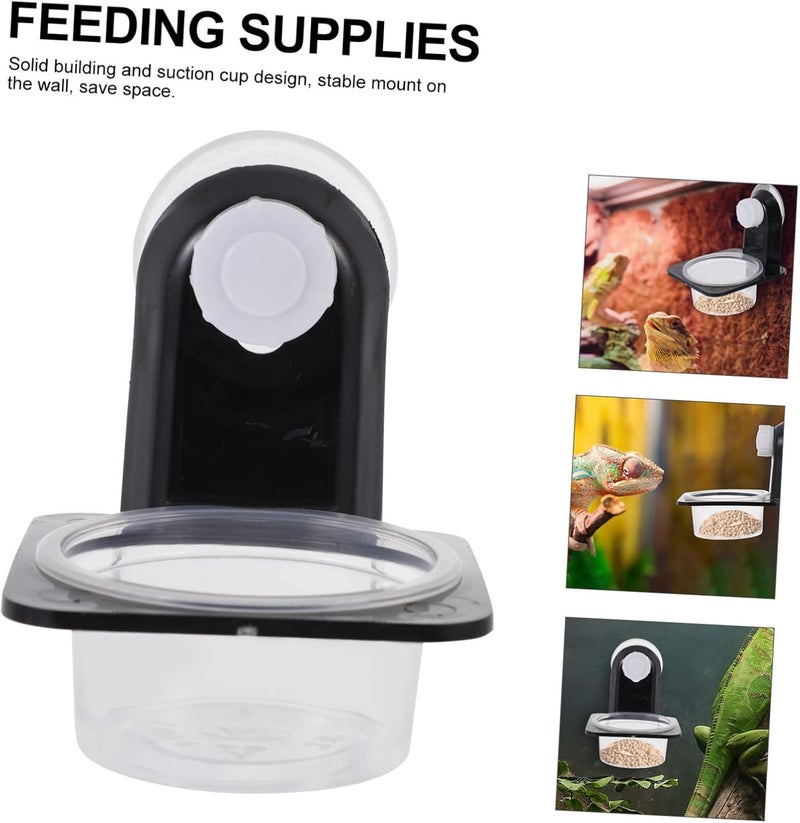 DOITOOL 2sets Plastic Reptile Feeding Bowl Base Water and Food Basin for Bearded Dragons Geckos Frogs and Other Crawling Pets Easy to Clean Design - Image 4