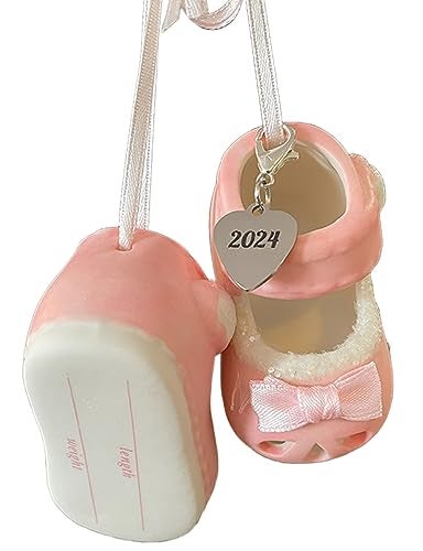 Ganz Baby Girl Shoe Personalized Ornaments Pink Dated 2024 Babys First Christmas Ornament Booties for New Parents Birth for Girls Babys First Christmas Ornament 2024