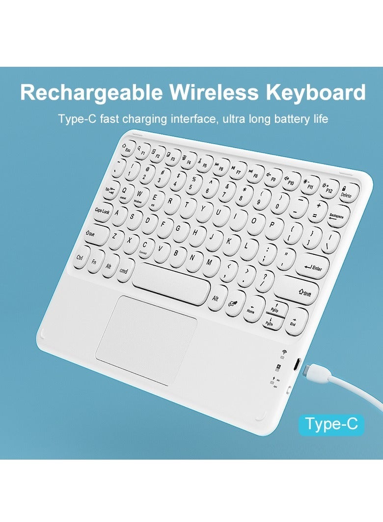 Wireless Bluetooth Compatible Keyboard, Portable Rechargeable Keyboard With Touchpad, Round Key Ultra Thin Durable Mini Keyboard For Android Windows Mac OS, (1pc, Green) - Image 4