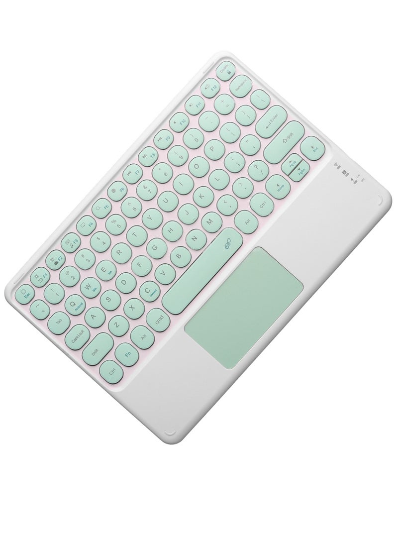 Wireless Bluetooth Compatible Keyboard, Portable Rechargeable Keyboard With Touchpad, Round Key Ultra Thin Durable Mini Keyboard For Android Windows Mac OS, (1pc, Green) - Image 1