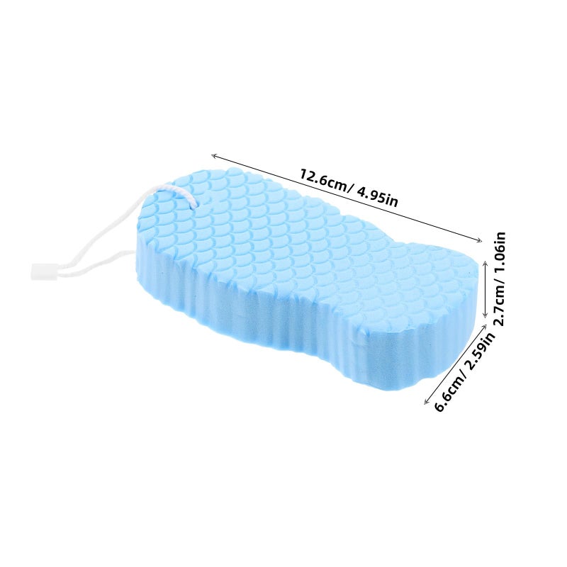 Embossed Blue Bath Sponge Soft Gentle Exfoliating Shower Sponge for Body Scrub - Image 3