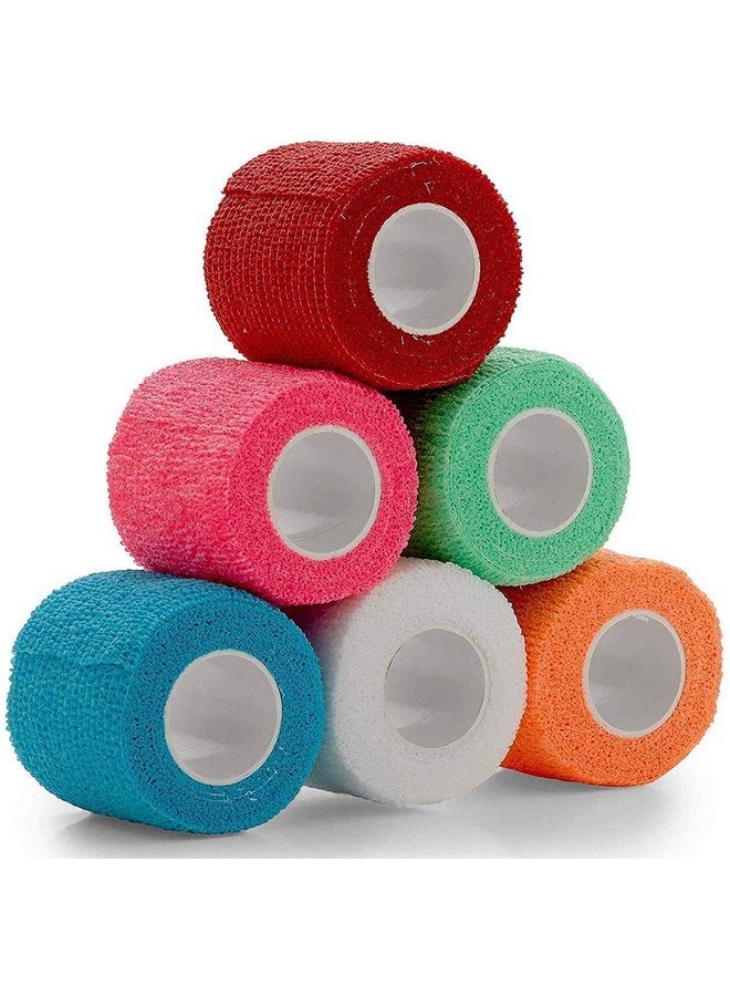MEDca Vet Wrap - (Pack of 6-2 inch x 5 Yard Rolls) Self Adherent Wrap Cohesive Compression Bandage and Medical Gauze Bandage Roll Tape for Dogs, Cats, Horses - Assorted Colors - Image 1