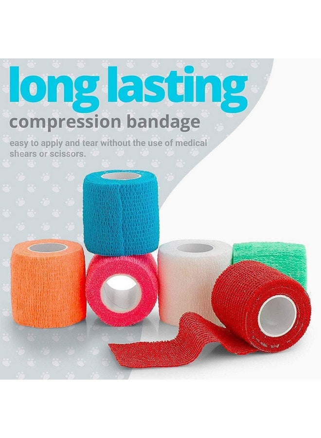 MEDca Vet Wrap - (Pack of 6-2 inch x 5 Yard Rolls) Self Adherent Wrap Cohesive Compression Bandage and Medical Gauze Bandage Roll Tape for Dogs, Cats, Horses - Assorted Colors - Image 4