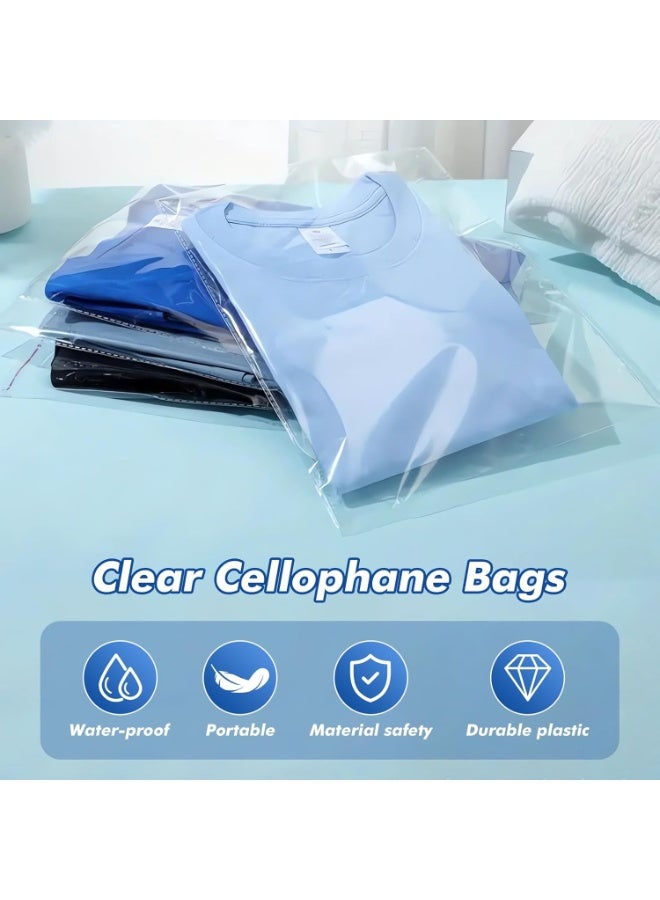 Neonix Self Sealing Cellophane Bags Self Adhesive,22x30cm 100 Pcs Clear Resealable Cellophane Bags For Packaging Products, Clothing, Photos and Cards - Image 2