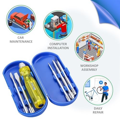 AGRICO TATA Agrico 5-in-1 Screwdriver Set | Multi-Purpose Hand Tool Kit with Flat Blades, Poker Bars & Extension Rod | Durable Screw Driver Kit for Home, Garage & Industrial Use (Yellow) - Image 2