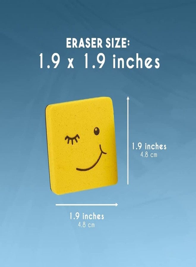 Juvale Whiteboard Student Erasers - 24-Pack, Square Magnetic 2 x 0.8 in, Smiley Face Mini Dry Erase Erasers - Magnetic, Bulk Classroom Supply - Image 4