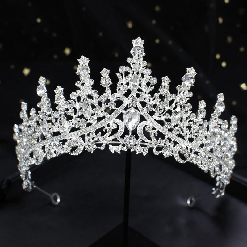 Cocide Silver Tiara and Crown for Women Crystal Queen Crowns Rhinestone Princess Tiaras for Girl Bride Wedding Hair Accessories for Bridal Birthday Party Prom Halloween Cos-play Costume Christmas - Image 4