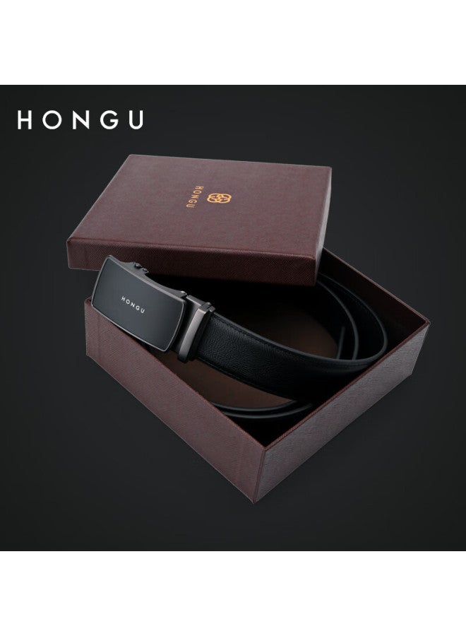 Hongu Men's Belt With Automatic Buckle, Leather Belt Gift Box Set 130cm, New Year Birthday Present - Image 4