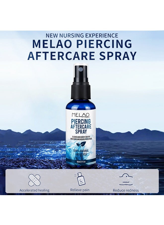 MELAO - Piercing Aftercare Spray，Piercing Bump Solution，Keloid Shrinking for Ear，Belly， Nose，Piercing Aftercare， All Natural and Gentle Ingredients （60ml） - Image 1