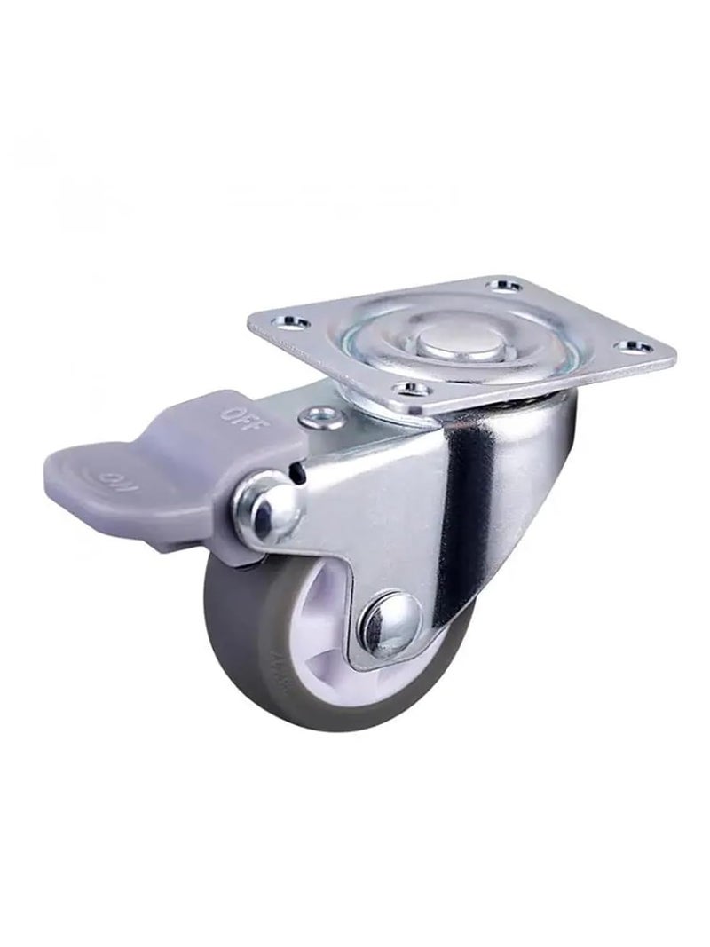 1 Inch Gray TPE Universal Caster Wheels 25mm Diameter With Brake Mute Household 5Pcs - Image 4