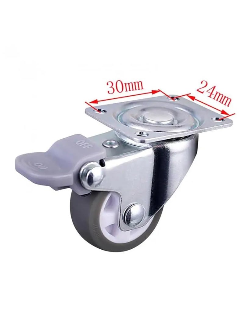 1 Inch Gray TPE Universal Caster Wheels 25mm Diameter With Brake Mute Household 5Pcs - Image 5