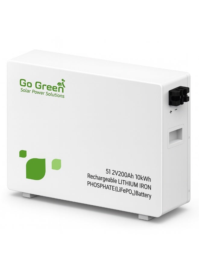 Go Green GGESS-10KWH-U 51.2V 200Ah LiFePO₄ Battery | 10kWh Lithium Energy Storage System | Solar & Backup Power - Image 1