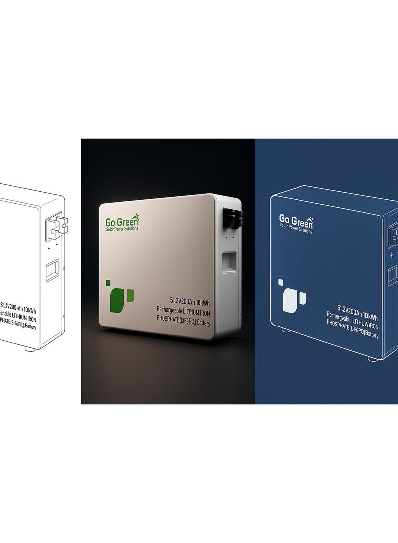 Go Green GGESS-10KWH-U 51.2V 200Ah LiFePO₄ Battery | 10kWh Lithium Energy Storage System | Solar & Backup Power - Image 2