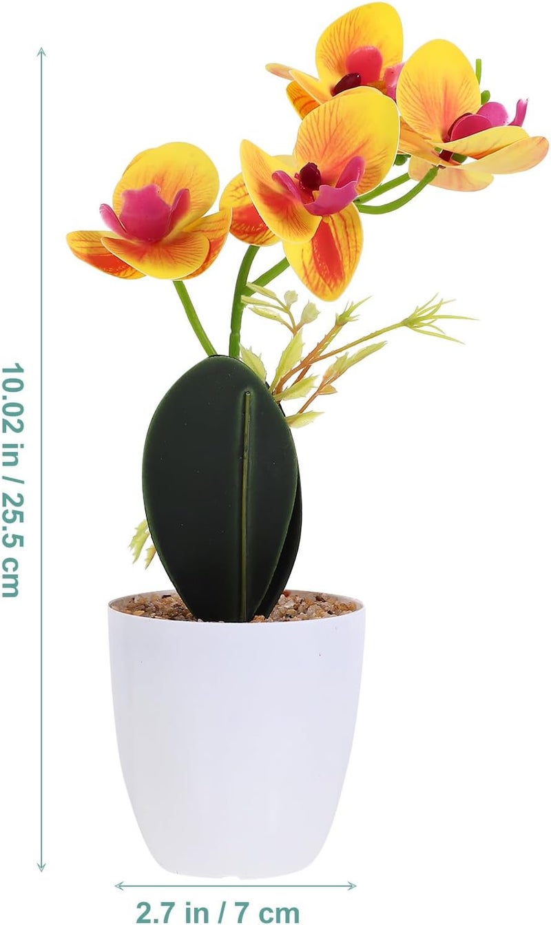 Kichvoe 3pcs Lifelike Faux Orchid Bonsai Artificial Plant in Pot Set, Vivid Small Potted Plant Decoration for Indoor Home and Office, 3D Printed Textured Plastic with Deep Purple, Pale - Image 2