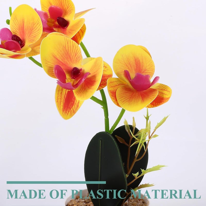 Kichvoe 3pcs Lifelike Faux Orchid Bonsai Artificial Plant in Pot Set, Vivid Small Potted Plant Decoration for Indoor Home and Office, 3D Printed Textured Plastic with Deep Purple, Pale - Image 4