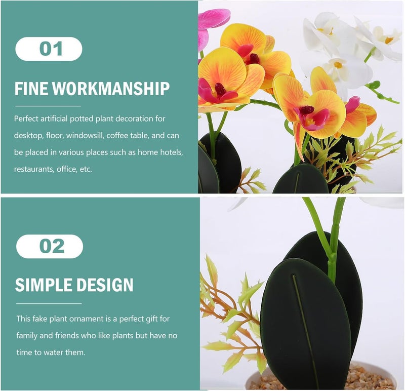 Kichvoe 3pcs Lifelike Faux Orchid Bonsai Artificial Plant in Pot Set, Vivid Small Potted Plant Decoration for Indoor Home and Office, 3D Printed Textured Plastic with Deep Purple, Pale - Image 3
