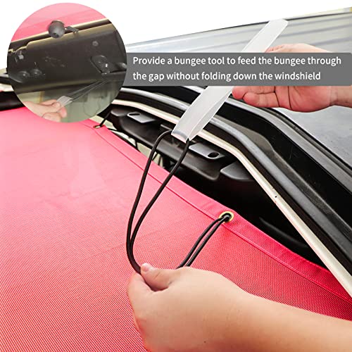 JeCar JL Sunshade Mesh Bikini Top Roof Sun Shade Exterior Accessories Compatible with Jeep Wrangler 2018-2023 JL JLU & 2020-2023 Gladiator JT, Red - Image 4