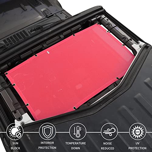 JeCar JL Sunshade Mesh Bikini Top Roof Sun Shade Exterior Accessories Compatible with Jeep Wrangler 2018-2023 JL JLU & 2020-2023 Gladiator JT, Red - Image 5