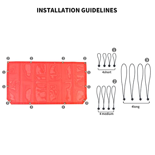 JeCar JL Sunshade Mesh Bikini Top Roof Sun Shade Exterior Accessories Compatible with Jeep Wrangler 2018-2023 JL JLU & 2020-2023 Gladiator JT, Red - Image 2