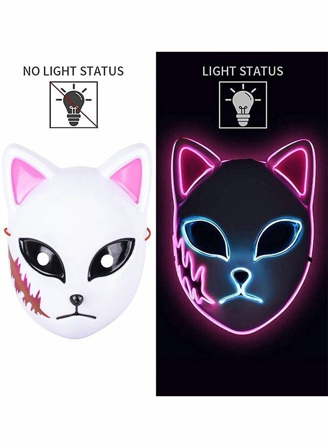بايبي الثعلب قناع LED قناع حفلة شيطان القاتل قناع تأثيري قناع انمي ياباني توهج قناع التصوير الدعائم اللعب التظاهر لعبة اللعب - Image 2