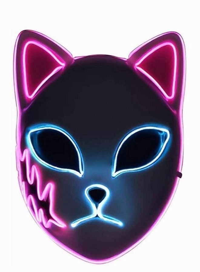 بايبي الثعلب قناع LED قناع حفلة شيطان القاتل قناع تأثيري قناع انمي ياباني توهج قناع التصوير الدعائم اللعب التظاهر لعبة اللعب - Image 1