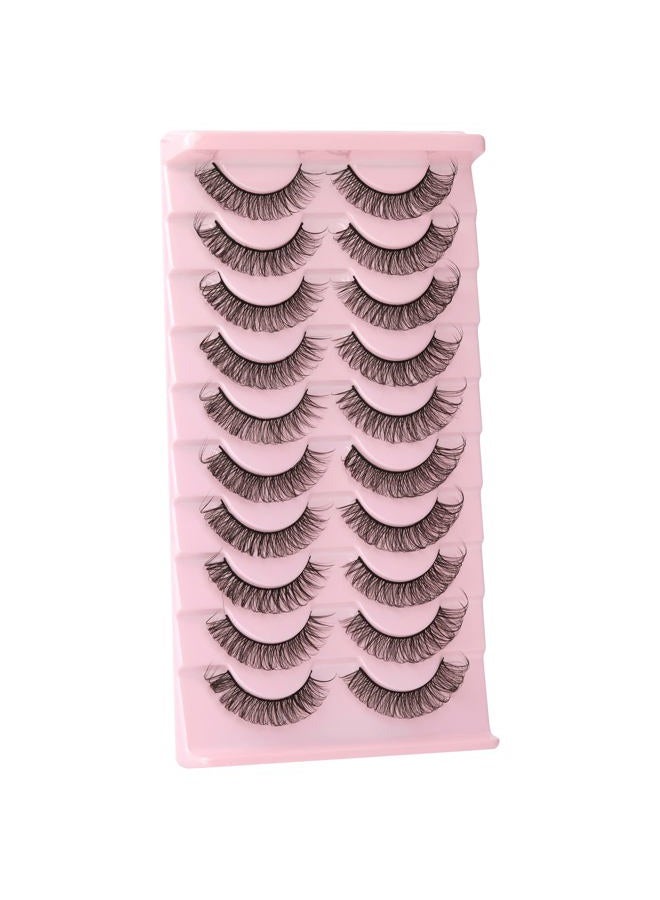 wiwoseo False Eyelashes Russian Strip Lashes Faux Mink Lashes Wispy Fluffy 16MM Lightweight 3D Effect Russian Volume Fake Eyelashes 10 Pairs Pack - Image 1