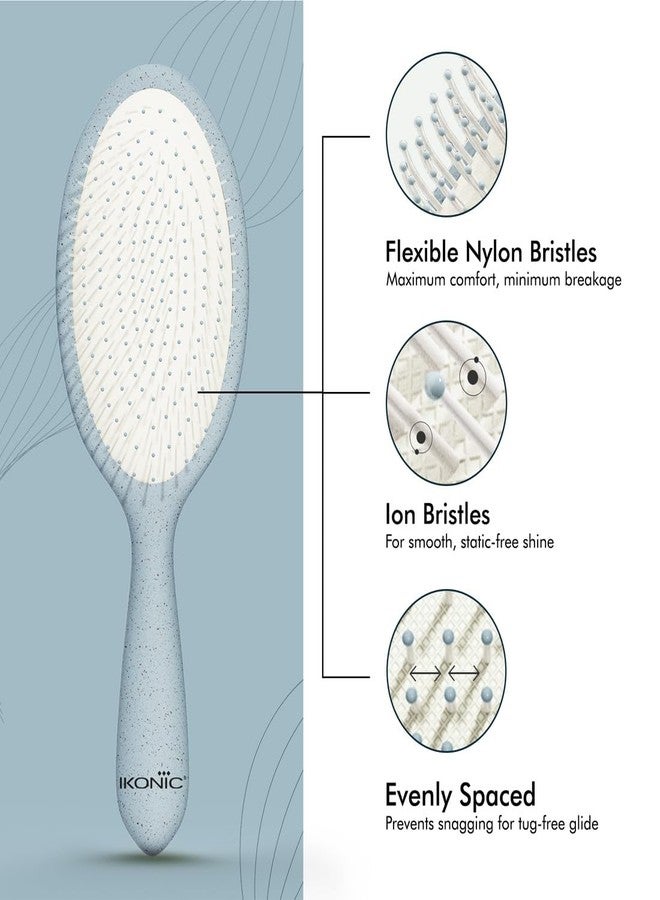 Ikonic Me Padlle Hair Brush IKM 3018 - Eco Concious, Flexible Nylon Bristles Reducing Breakage, Rounded Tips for Gentle Scalp Massage, Lightweight Styling Tool for All Hair Types – Powder Blue - Image 2