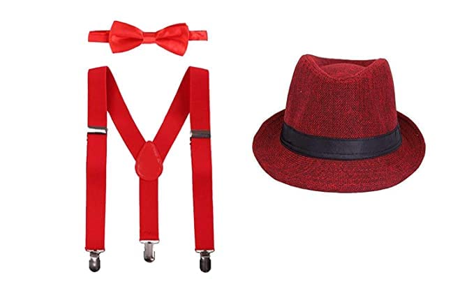 CLOTHERA طقم حمالات وقوس ربطة مع قبعة متطابقة للأطفال من 6 سنوات إلى 10 سنوات - Image 1