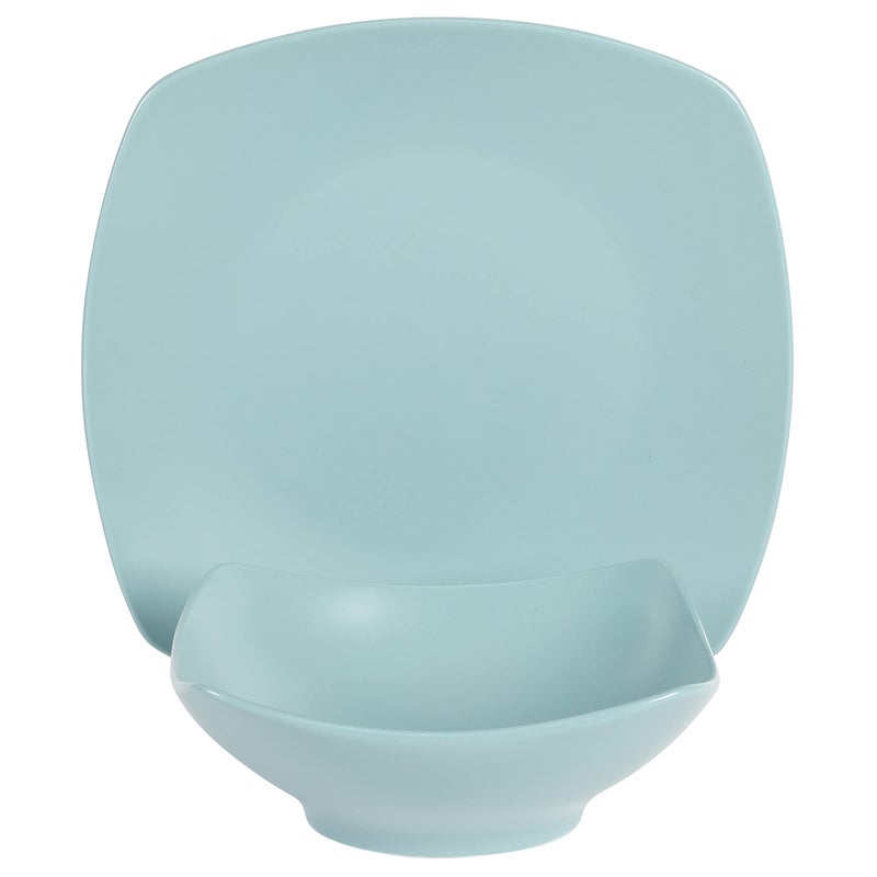Gibson Soho Lounge Gibson Home Zen Buffet Matte Porcelain Chip and Scratch Resistant Plates and Bowls Dinnerware Set - Blue  Service for 4 (8pcs) - Image 2