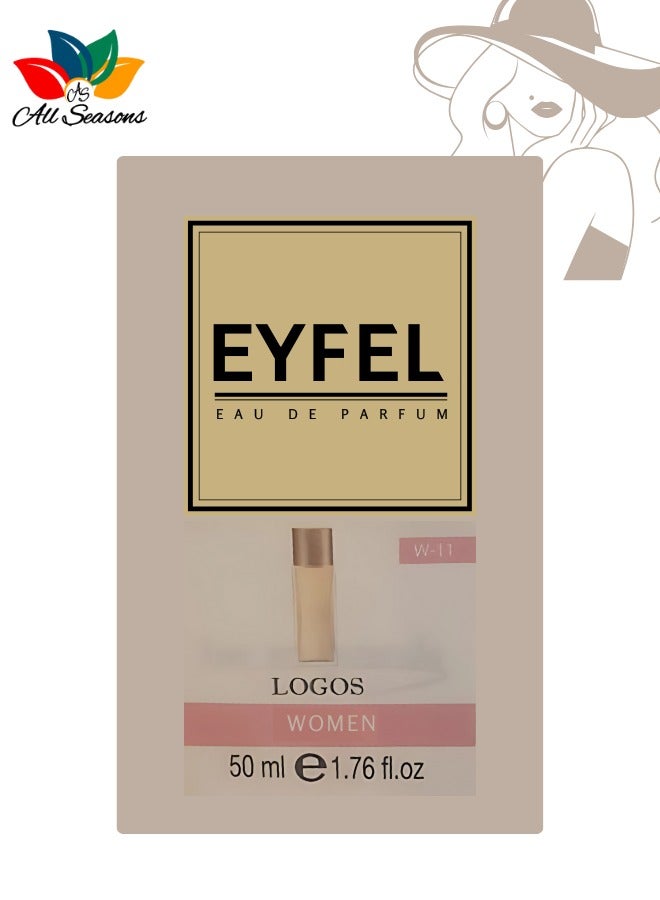 EYFEL Logos Eau de Parfum for Women W-11, 50ml – Long-Lasting Floral, Woody & Spicy Fragrance with Rose, Jasmine, and Amber Notes - Image 3