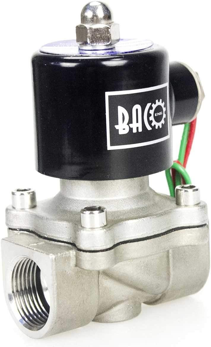 BACOENG 1/2" DC12V NPT Stainless Steel Normally Closed Electric Solenoid Valve - Image 1