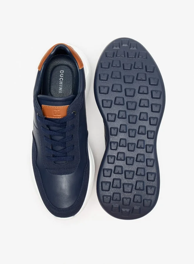 DUCHINI Men's Solid Lace-Up Sneakers