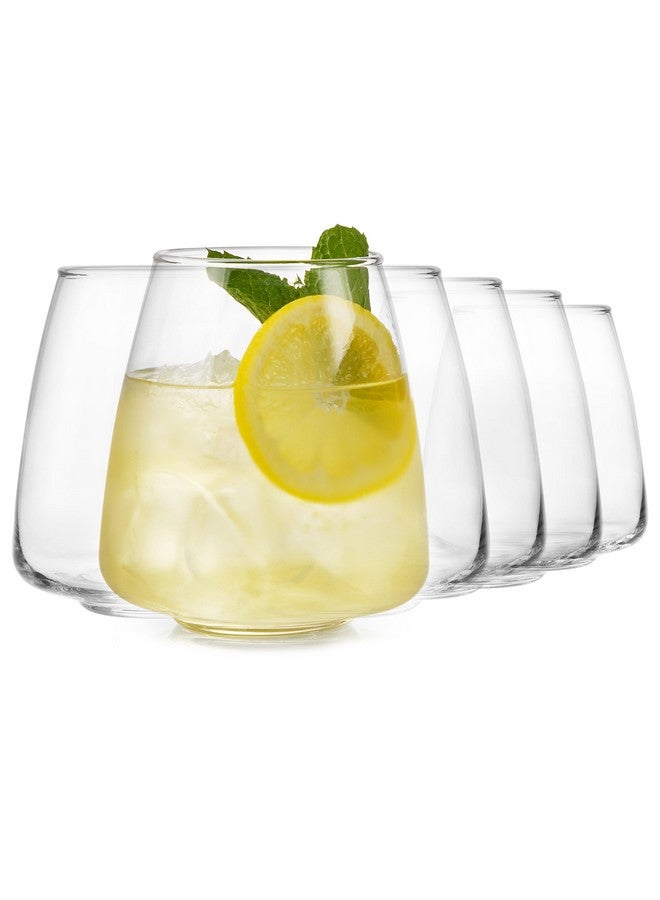 Libbey Stackable Stemless Wine Glasses Set of 6, Tapered Bulb Shaped All Purpose Wine Glass Set, Dishwasher Safe Glass Wine Glasses, Cocktail - Image 1